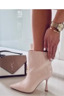 Botki lakierowane na szpilce SYLVIA BEIGE - Inello Inello