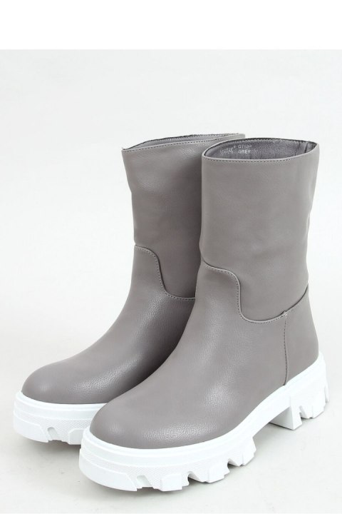 Botki z prostą cholewką szare QT19P GREY - Inello Inello