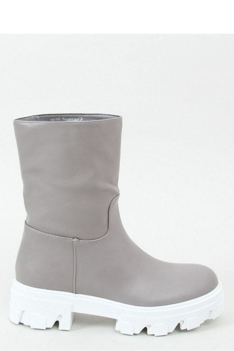 Botki z prostą cholewką szare QT19P GREY - Inello Inello Botki z prostą cholewką szare QT19P GREY - Inello Inello
