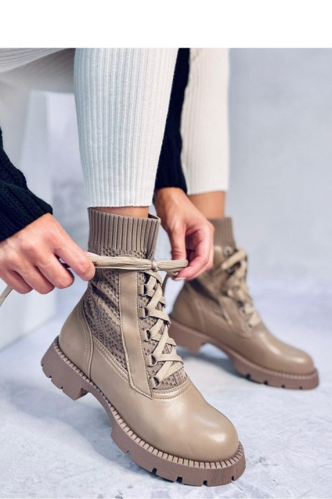 Botki ze sweterkową cholewką TIERR KHAKI - Inello Inello Botki ze sweterkową cholewką TIERR KHAKI - Inello Inello