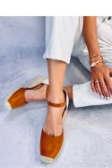 Espadryle na koturnie PLATTEN CAMEL - Inello Inello