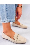 Mokasyny damskie z klamerką RHONA BEIGE - Inello Inello