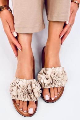 Sandał Klapki korkowe z kwiatami SEBILL BEIGE - Inello Inello