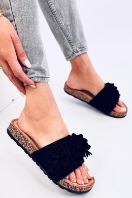 Sandał Klapki korkowe z kwiatami SEBILL BLACK - Inello Inello