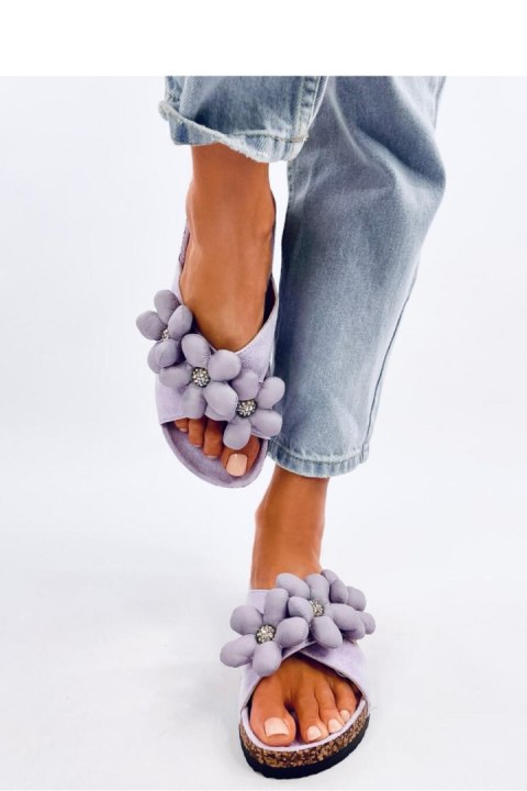 Sandał Klapki korkowe z poduszkowymi kwiatami CHARSS PURPLE - Inello Inello Sandał Klapki korkowe z poduszkowymi kwiatami CHARSS PURPLE - Inello Inello