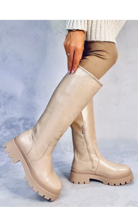 Oficerki na grubej podeszwie DILLARD BEIGE - Inello Inello Oficerki na grubej podeszwie DILLARD BEIGE - Inello Inello