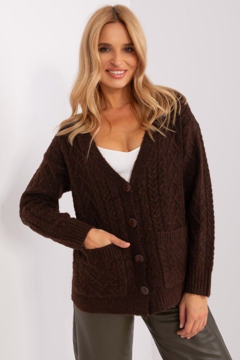 Sweter Damski Model AT-SW-2358.31 Dark Brown - AT AT Sweter Damski Model AT-SW-2358.31 Dark Brown - AT AT