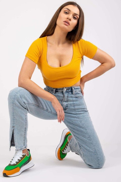 T-shirt Damski Model RV-TS-7537.52 Light Orange - Rue Paris Rue Paris T-shirt Damski Model RV-TS-7537.52 Light Orange - Rue Paris Rue Paris