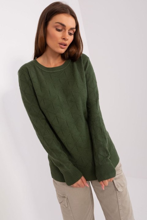Sweter Damski Model AT-SW-232901.25X Khaki - AT AT Sweter Damski Model AT-SW-232901.25X Khaki - AT AT