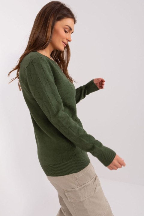 Sweter Damski Model AT-SW-232901.25X Khaki - AT AT Sweter Damski Model AT-SW-232901.25X Khaki - AT AT