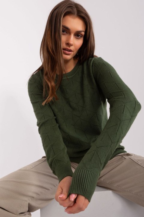 Sweter Damski Model AT-SW-232901.25X Khaki - AT AT Sweter Damski Model AT-SW-232901.25X Khaki - AT AT