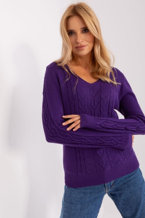 Sweter Damski Model AT-SW-2329.98P Dark Violet - AT AT Sweter Damski Model AT-SW-2329.98P Dark Violet - AT AT